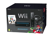 Nintendo Wii Console Black with Mario Kart Wii Includes Wii Wheel and Wii Remote Plus